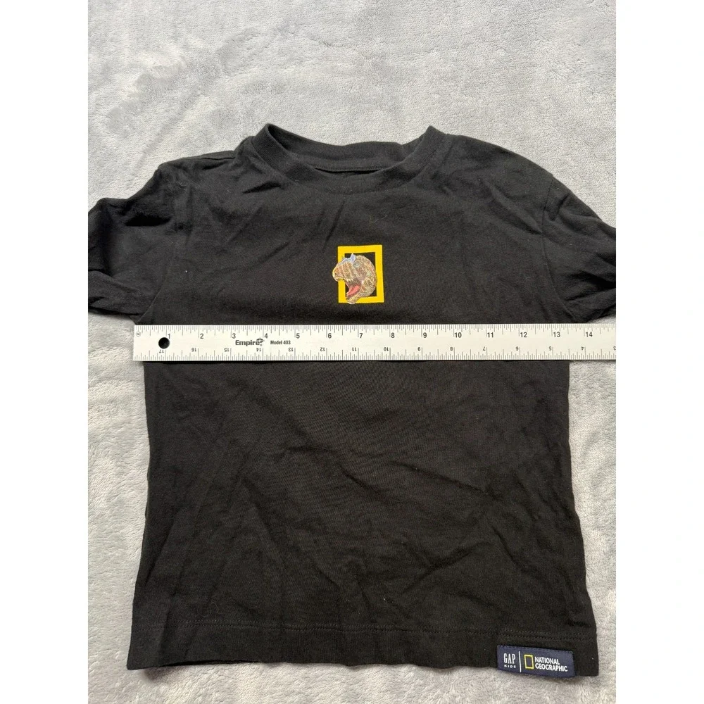 Gap National Geographic Dinosaur T-Shirt Kids XS Black Graphic Print Long Sleeve